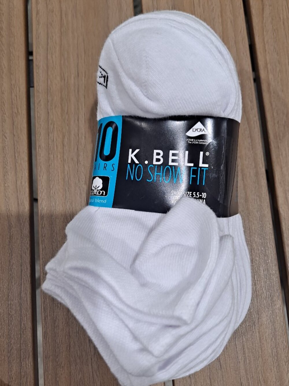 K Bell Women's No Show Sock, 20 pair, White, Size 5.5-10, NWT
